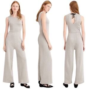 J CREW LUREX Sparkle Bow Back Jumpsuit Wide Loose Leg Holiday Knit Stretch